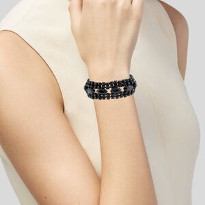 WOMEN’S BRIGHT BLACK WEISS CRYSTAL LINK 7” BRACELET